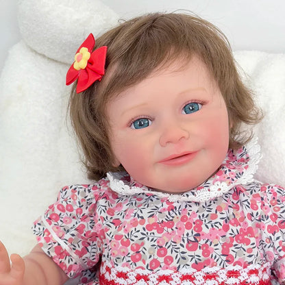Zoe babydukke med håndrodet hår