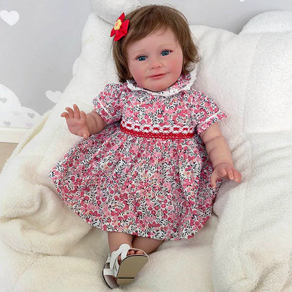 Zoe babydukke med håndrodet hår